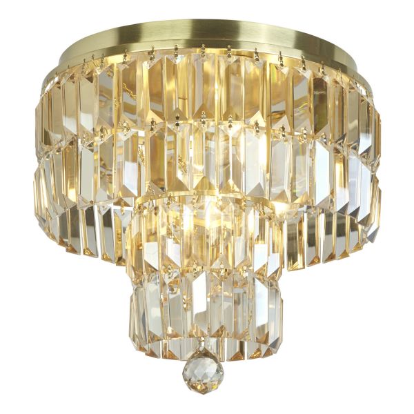 Люстра Searchlight 61321-4SB Empire 4Lt Flush, Satin Brass and Champagne Glass - IP44