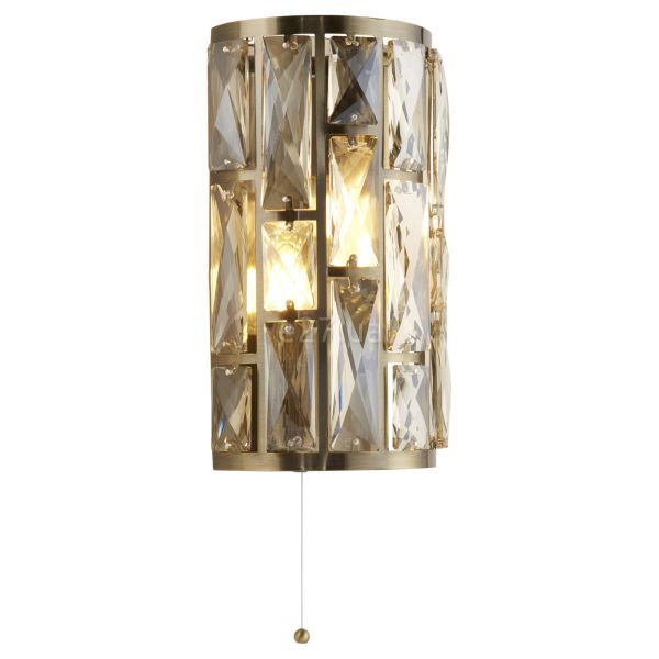 Бра Searchlight 6582-2AB Bijou 2Lt Wall Light - Antique Brass & Champagne Glass