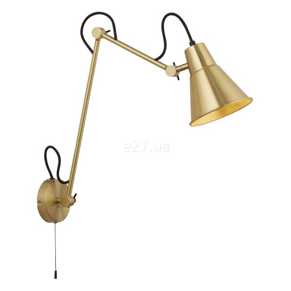 Бра Searchlight 7403PB Swing Arm Wall Light - Brass with Black Highlights