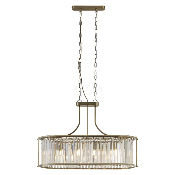 Подвесной светильник Searchlight 8095-5AB Victoria 5Lt Oval Pendant - Antique Brass & Crystal Glass