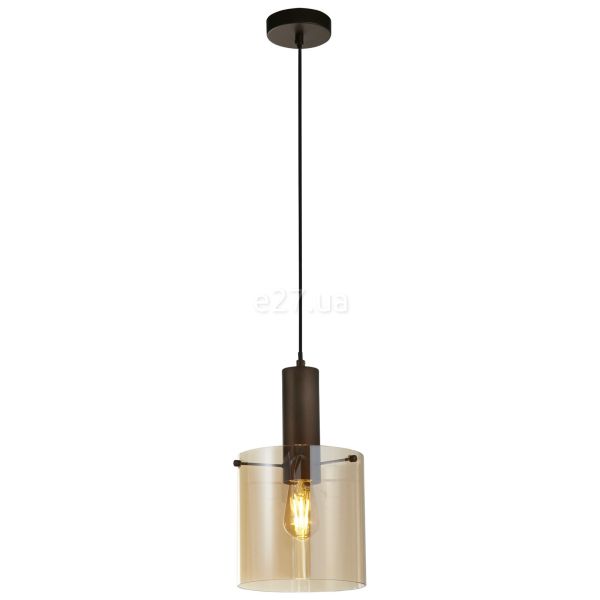 Підвісний світильник Searchlight 88910-1MO Sweden Pendant - Mocha with Amber Glass