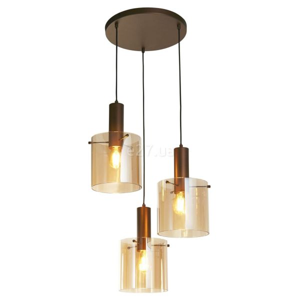 Підвісний світильник Searchlight 88910-3MO Sweden 3Lt Multi Drop Pendant - Mocha and Amber Glass