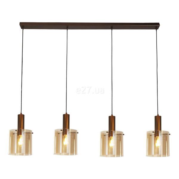 Підвісний світильник Searchlight 88910-4MO Sweden 4Lt Bar Pendant - Mocha with Amber Glass