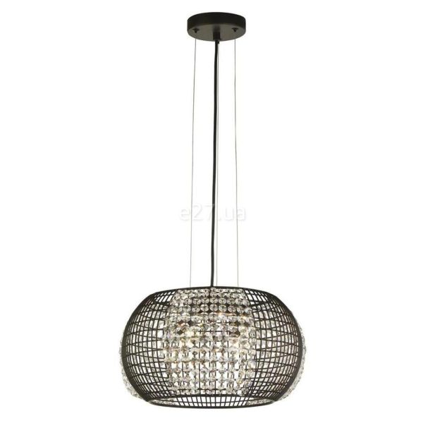 Подвесной светильник Searchlight 9094-4BK Cage 4Lt Pendant - Black Metal & Crystal Glass