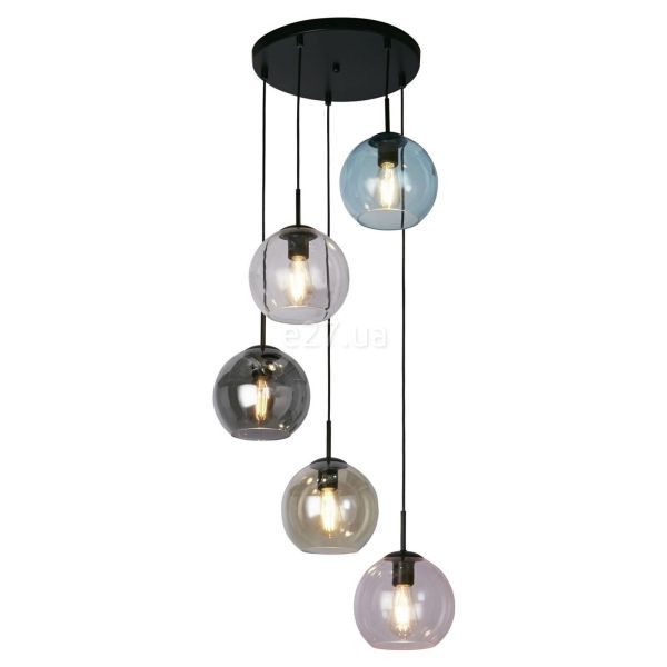 Подвесной светильник Searchlight 94005-5BK Mardi Gras II 5Lt Multi-Drop Pendant - Multi Coloured Glass