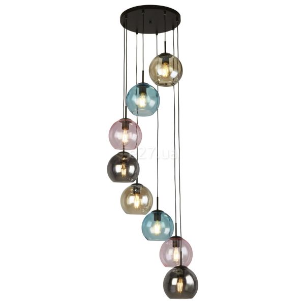 Подвесной светильник Searchlight 94008-8BK Mardi Gras II 8Lt Multi-Drop - Multi Coloured Glass Shades