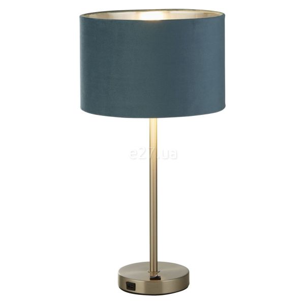 Настольная лампа Searchlight EU58911TE Finn Table Lamp - Satin Nickel, Teal Velvet Shade