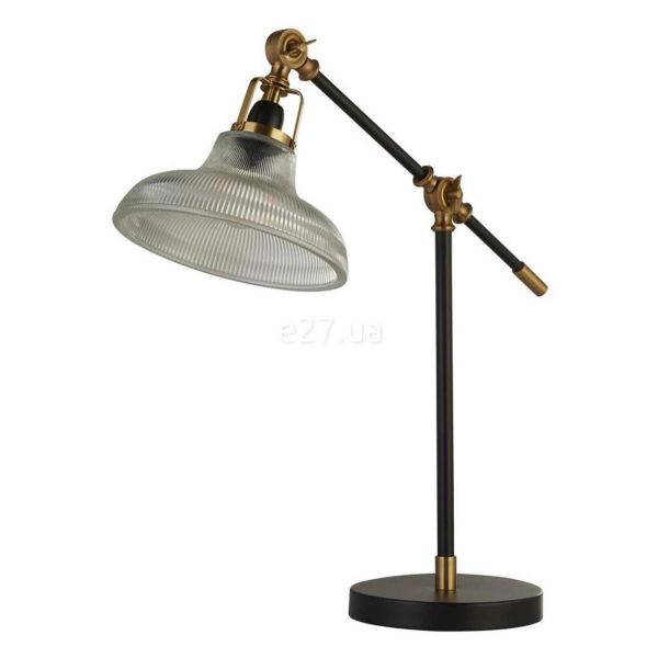 Настільна лампа Searchlight EU60020BK x Berwick Table Lamp - Black & Brass with Clear Ribbed Glass