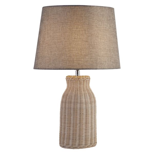 Настільна лампа Searchlight EU60090WH x Lido Table Lamp - White Bamboo with Grey Shade