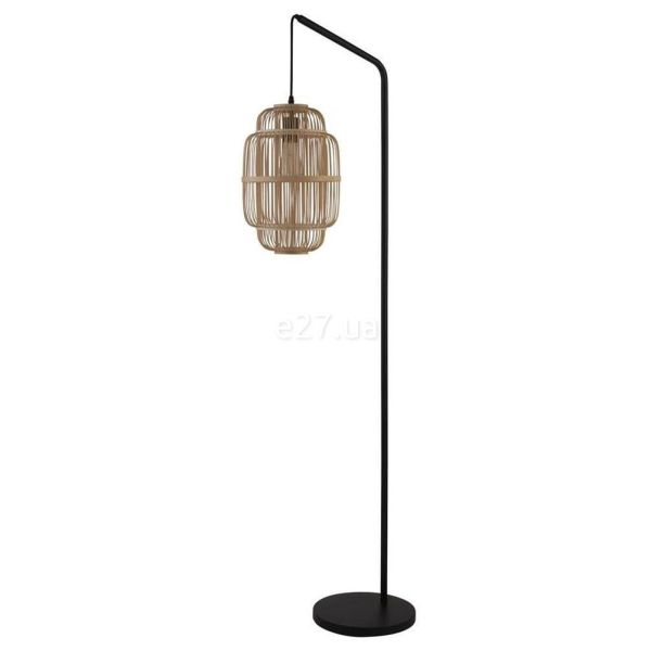 Торшер Searchlight EU60096BK x Java Floor Lamp - Black with Bamboo Frame Shade