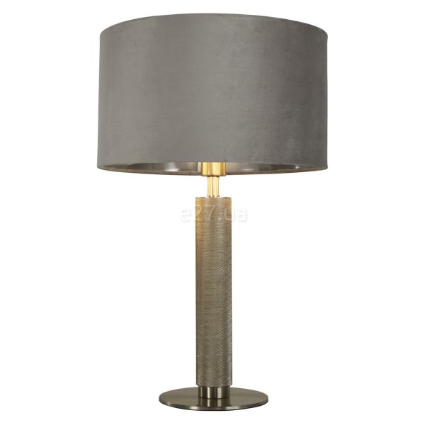Настільна лампа Searchlight EU65721GY London Table Lamp - Knurled Satin Nickel,Grey Velvet Shade