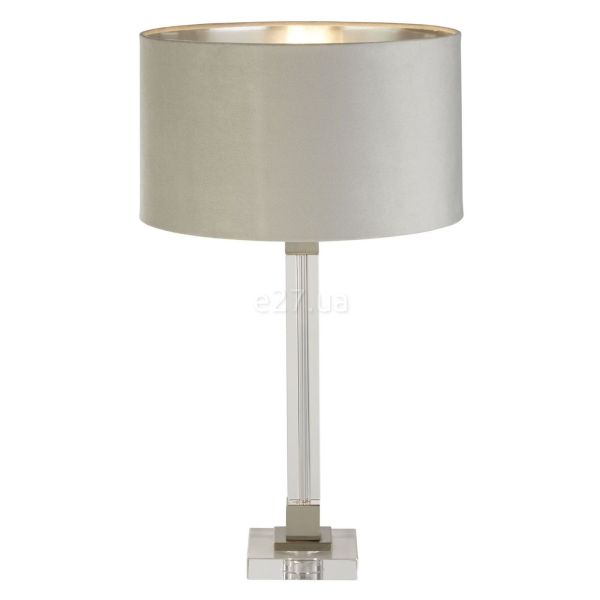 Настільна лампа Searchlight EU67521GY Scarborough Table Lamp-Crystal,Satin Nickel,Grey Velvet