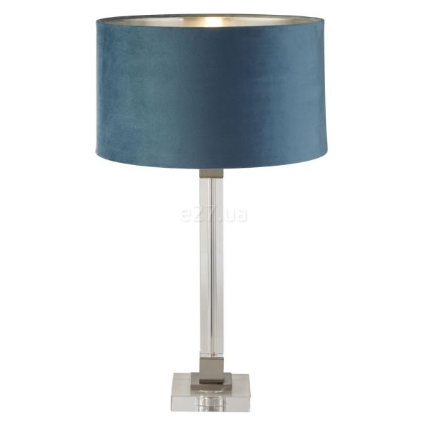 Настольная лампа Searchlight EU67521TE Scarborough Table Lamp-Crystal,Satin Nickel,Teal Velvet