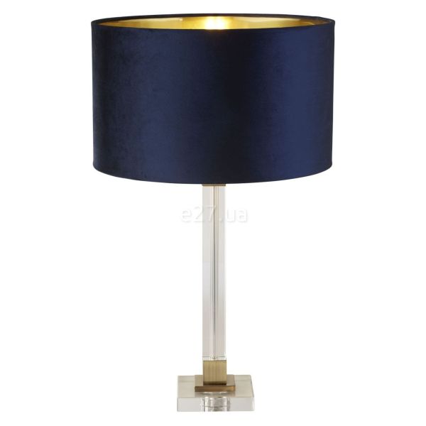 Настільна лампа Searchlight EU67522AZ Scarborough Table Lamp-Crystal,Satin Nickel,Navy Velvet