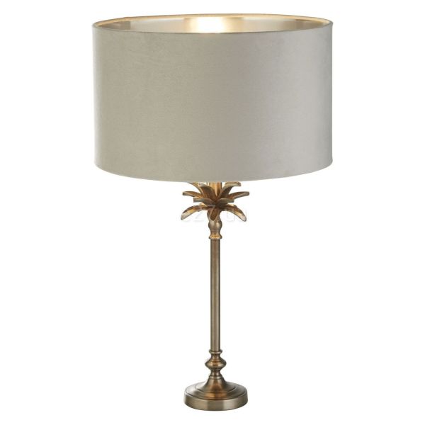 Настільна лампа Searchlight EU81210GY Palm Table Lamp - Antique Nickel & Grey Velvet Shade