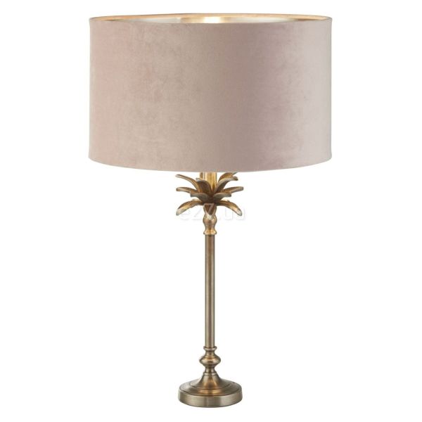 Настольная лампа Searchlight EU81210PI Palm Table Lamp - Antique Nickel & Pink Velvet Shade