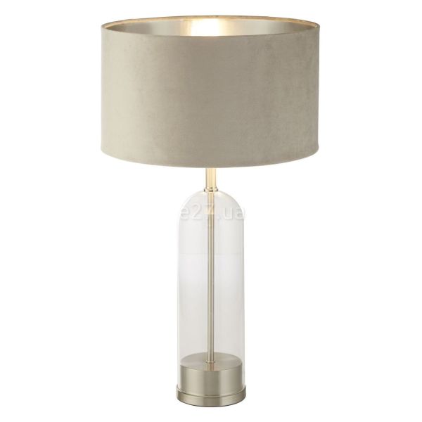 Настольная лампа Searchlight EU81713TA Oxford Table Lamp - Glass, Satin Nickel, Taupe Velvet Shade