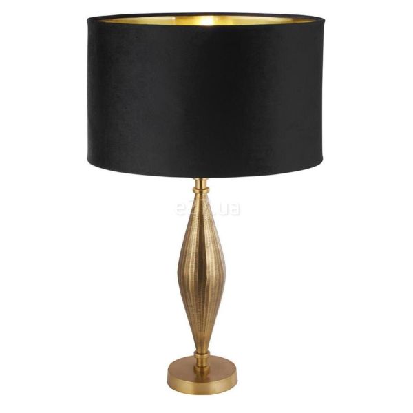 Настольная лампа Searchlight EU84631BK Rye Table Lamp - Antique Brass Metal & Black Velvet Shade