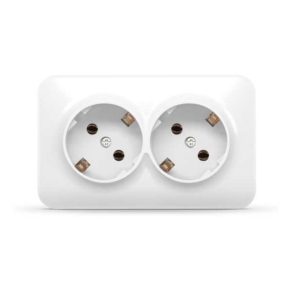 Розетка подвійна 220В Videx 25182 Binera IP20 VF-BNS22G-W