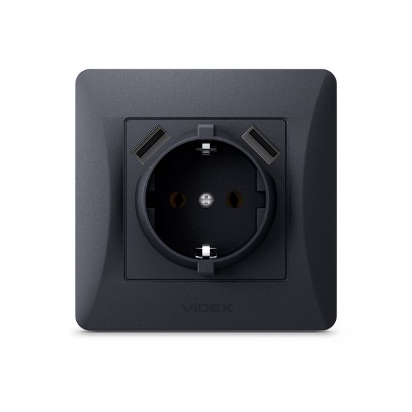 Розетка 220В з USB Videx 24473 Binera VF-BNSK1GU2-BG