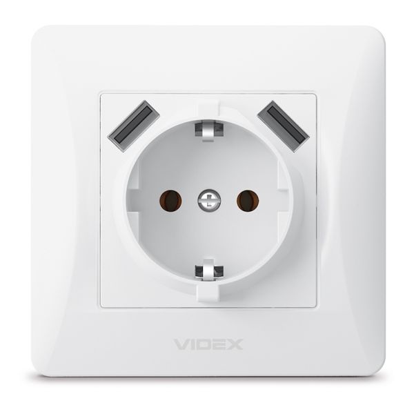 Розетка 220В з USB Videx 24435 Binera VF-BNSK1GU2-W