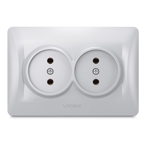 Розетка двойная 220В Videx 24901 Binera VF-BNSK2-SS