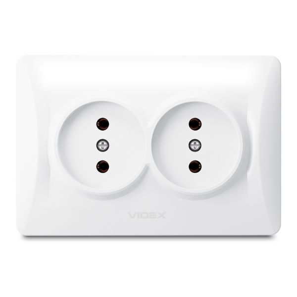 Розетка подвійна 220В Videx 24433 Binera VF-BNSK2-W
