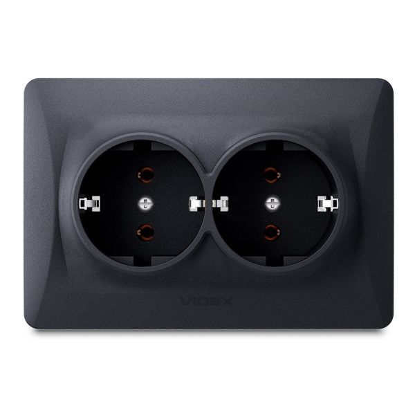 Розетка двойная 220В Videx 24472 Binera VF-BNSK2G-BG