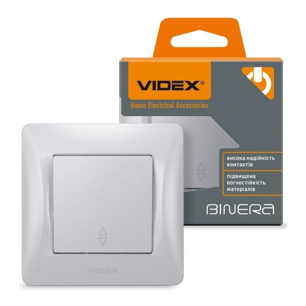 Переключатель проходной 1-клавишный Videx 24892 Binera VF-BNSW1P-SS