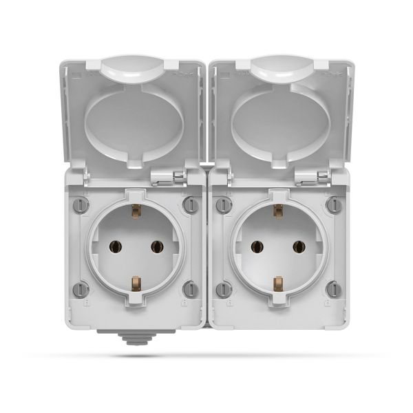 Розетка подвійна 220В Videx 25186 Binera IP65 VF-BNW22G-G