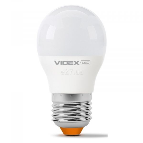 Лампа світлодіодна Videx 24961 потужністю 7W з серії E Series. Типорозмір — G45 з цоколем E27, температура кольору — 4100K