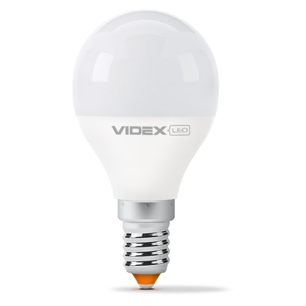 Лампа світлодіодна Videx 23499 потужністю 3.5W з серії E Series. Типорозмір — G45 з цоколем E14, температура кольору — 3000K