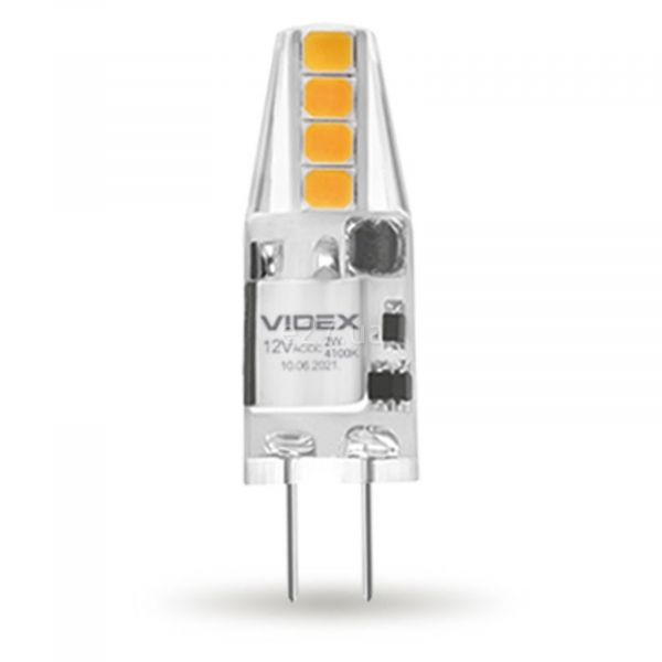 Лампа світлодіодна Videx 25754 потужністю 2W. Типорозмір — G4 з цоколем G4, температура кольору — 4100K