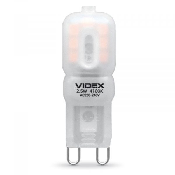 Лампа світлодіодна Videx 24634 потужністю 2.5W з серії E Series. Типорозмір — G9 з цоколем G9, температура кольору — 4100K