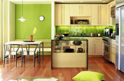 Зеленый цвет в кухонном интерьере